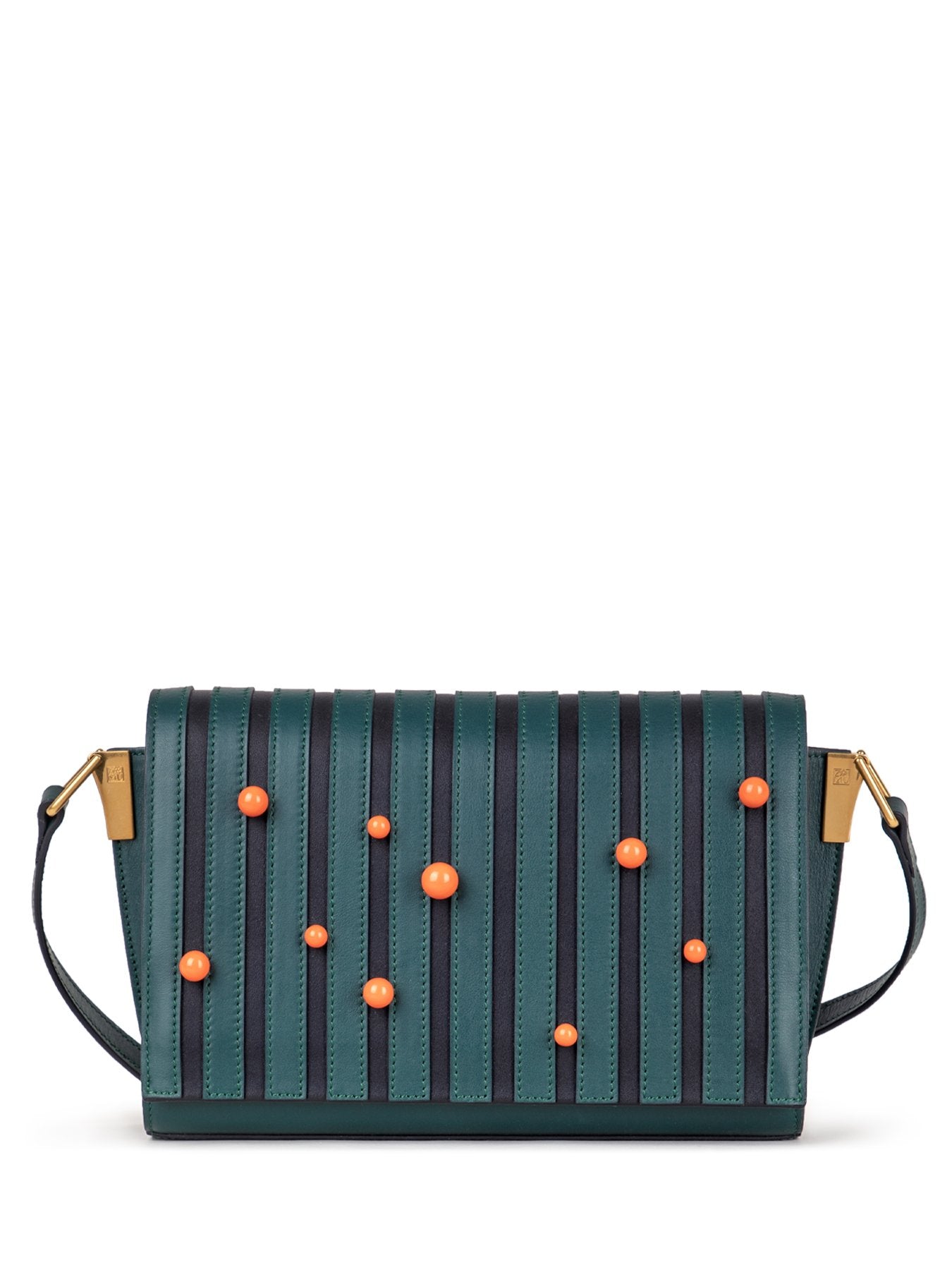 FAN CROSSBODY BAG IN MOSS/ ORANGE